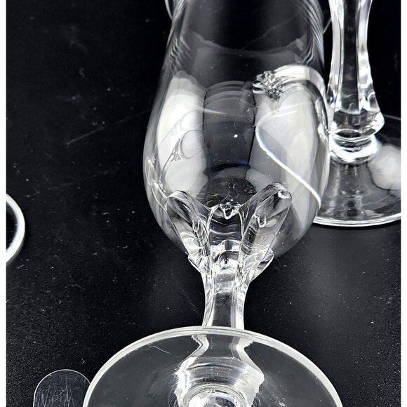 3 Nachtmann Fine Crystal Onyx Champagne Flutes Glasses 8.5" petal sculpted stem - Picture 4 of 9